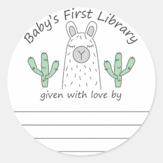Llama baby's eerste bibliotheek boekenplaat ronde  sticker