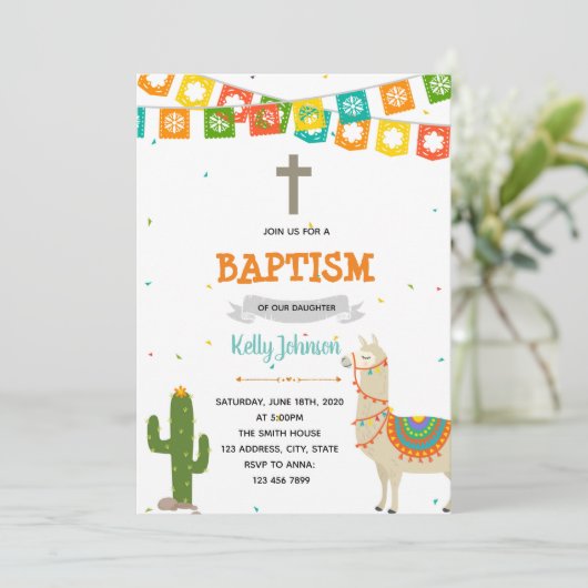 Llama baptism Invitation (Debout devant)