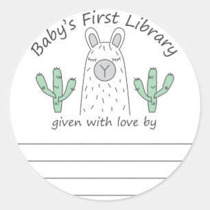 Llama bébé la première librairie autocollant rond 
