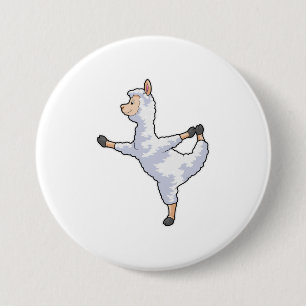 Llama bij Yoga Fitness Ronde Button 7,6 Cm