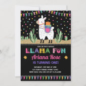 Llama Birthday Alpaca Cactus Party Invitation Kaart (Voorkant)