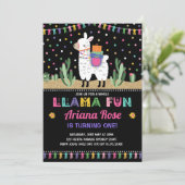 Llama Birthday Alpaca Cactus Party Invitation Kaart (Staand voorkant)