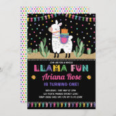 Llama Birthday Alpaca Cactus Party Invitation Kaart (Voorkant / Achterkant)