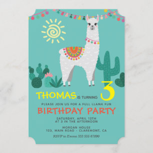 Llama Birthday Boy Invitation