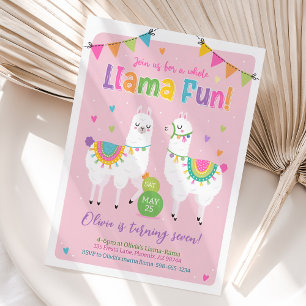 Llama Birthday Invitation, Llama Fiesta Invite Kaart