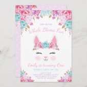 Llama Birthday Invitation Whole Llama Fun Party Kaart (Voorkant / Achterkant)