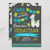 Llama Birthday Invitation Whole Llama Fun Party Kaart (Voorkant / Achterkant)