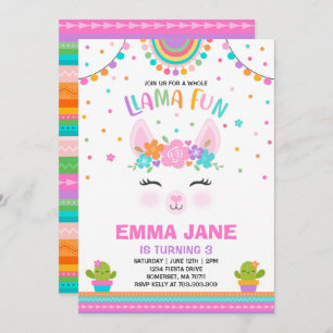 Llama Birthday Invitation Whole Llama Fun Party Kaart