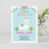 Llama Birthday Invitation Whole Llama Fun Party Kaart (Staand voorkant)
