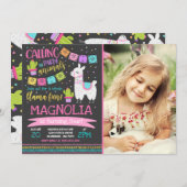 Llama Birthday Invitation Whole Llama Fun Party Kaart (Voorkant / Achterkant)