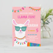 Llama Birthday Invitations Kaart (Staand voorkant)