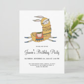 Llama Birthday Party Invitation Kaart (Staand voorkant)
