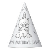 Llama Birthday Party - Kleur uw eigen Pet Feesthoedjes (Voorkant)