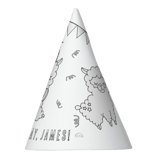 Llama Birthday Party - Kleur uw eigen Pet Feesthoedjes (Rechts)