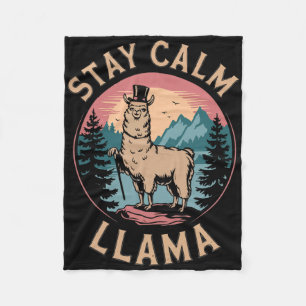 Llama Blijf Kalm Grappige Alpaca Op Berg Wandelen  Fleece Deken
