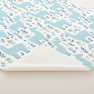 Llama & Bloemen Sherpa Deken - Aangepaste Grootte