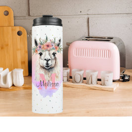 Llama  Boerderij Animal Monogram Wildflower Thermosbeker