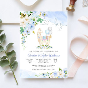 Llama Boy Baby Shower Uitnodiging