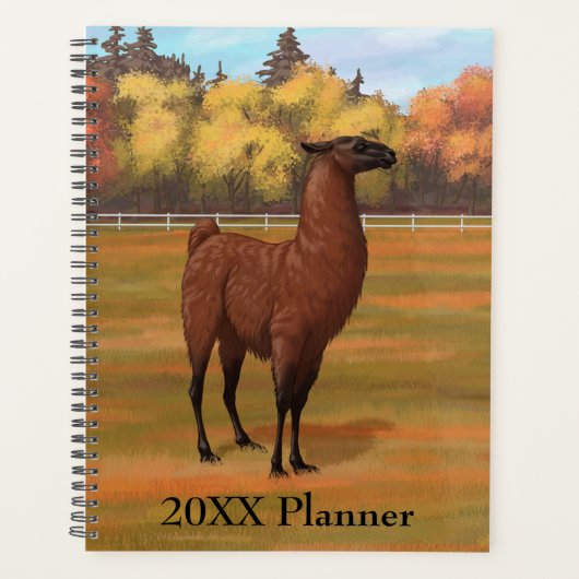 Llama Brown dans les pâturages agricoles d'automne (Devant)