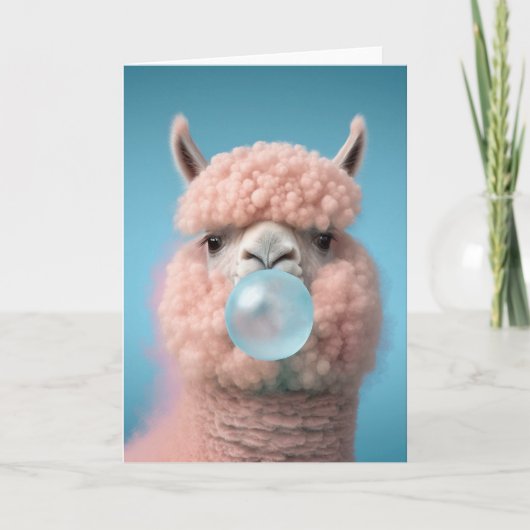 Llama Bubblegum Grappig Bedankkaart (Voorkant)