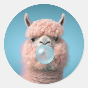 Llama Bubblegum Grappig Ronde Sticker