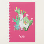 Llama Cactus Aquarelle scène rose chaud<br><div class="desc">Jolie scène de lama en aquarelle, que vous pouvez personnaliser avec votre nom ou texte personnalisé. Mignonne lama laine blanche avec une fleur dans les cheveux, des tasselles traditionnelles de couleur péruvienne et un tapis de selle assorti. Cette petite beauté se dresse dans un jardin de cactus fleuri aux jolies...</div>