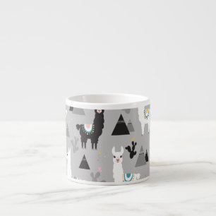 Llama cactus bergen, naadloos patroon. espresso kop