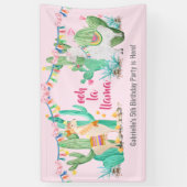 Llama & Cactus Girls Custom Birthday Party Welcome Spandoek (Verticaal)