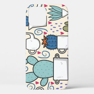 Llama Cactus: Handgetekend naadloos ontwerp iPhone 12 Hoesje