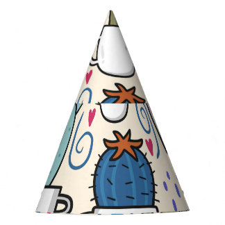 Llama Cactus: Handgetekend naadloos ontwerp Feesthoedjes