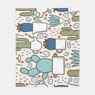 Llama Cactus: Handgetekend naadloos ontwerp Fleece Deken