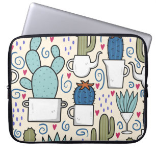 Llama Cactus: Handgetekend naadloos ontwerp Laptop Sleeve