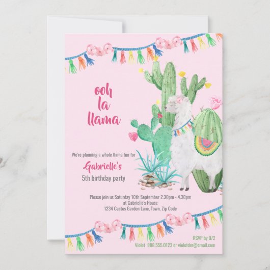 Llama Cactus Hele Llama Leuke Meisjes Verjaardagsf Kaart (Voorkant)