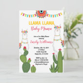Llama cactus Invitation baby shower Girl Fiesta (Debout devant)