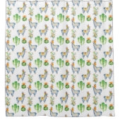 Llama Cactus Kleurrijk Schattige Modern Pattern Douchegordijn (Voorkant)