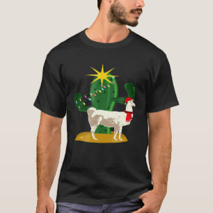 Llama Cactus Santa Felitz Kerstmis T-shirt
