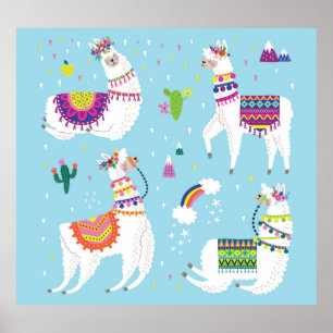 Llama & Cactus: Schattigee  Set Poster