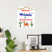 llama Cactus verjaardagstaartwelkomstteken Print (Thuiskantoor)