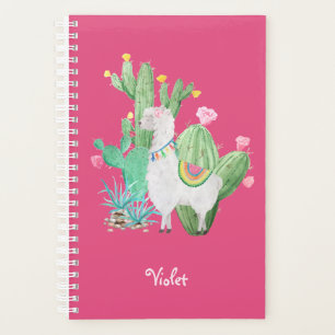 Llama Cactus Waterverf Scene Hot Pink Planner