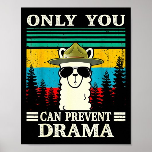 Llama Camping only you can Prevent Drama  C Poster (Voorkant)