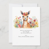 Llama Carte de remerciements Baby shower Fleur sau (Devant)
