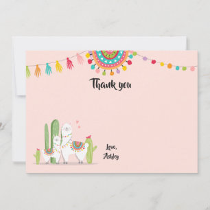 Llama Carte de remerciements douche Fiesta Cactus