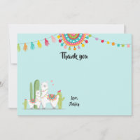 Llama Carte de remerciements douche Fiesta Cactus