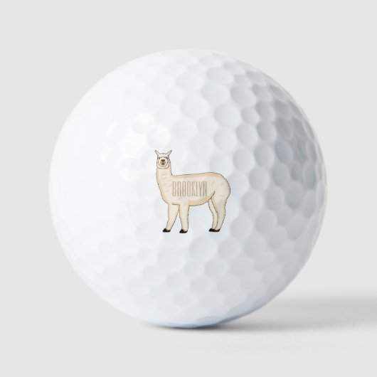 Llama cartoon illustratie golfballen (Voorkant)