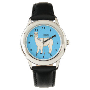 Llama cartoon illustratie horloge