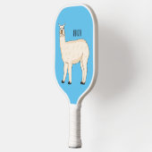 Llama cartoon illustratie pickleball paddle (Links)