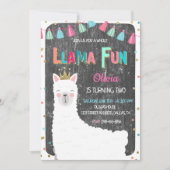 Llama Chalkboard Invitation d'anniversaire (Devant)