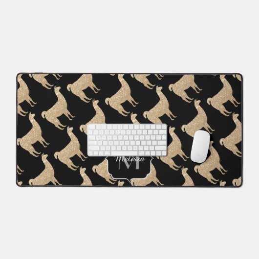 Llama Champagne Gold Sparkings motif Monogramme (Clavier et souris)