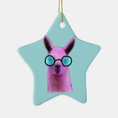 Llama cool rose ! Ornement de Noël céramique (Droite)