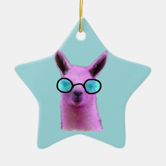 Llama cool rose ! Ornement de Noël céramique (Devant)